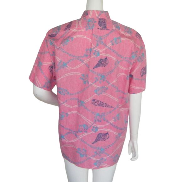 REYN SPOONER Hawaiian Shirt L Vintage, Pink, Button front, Short sleeves - Picture 5 of 9